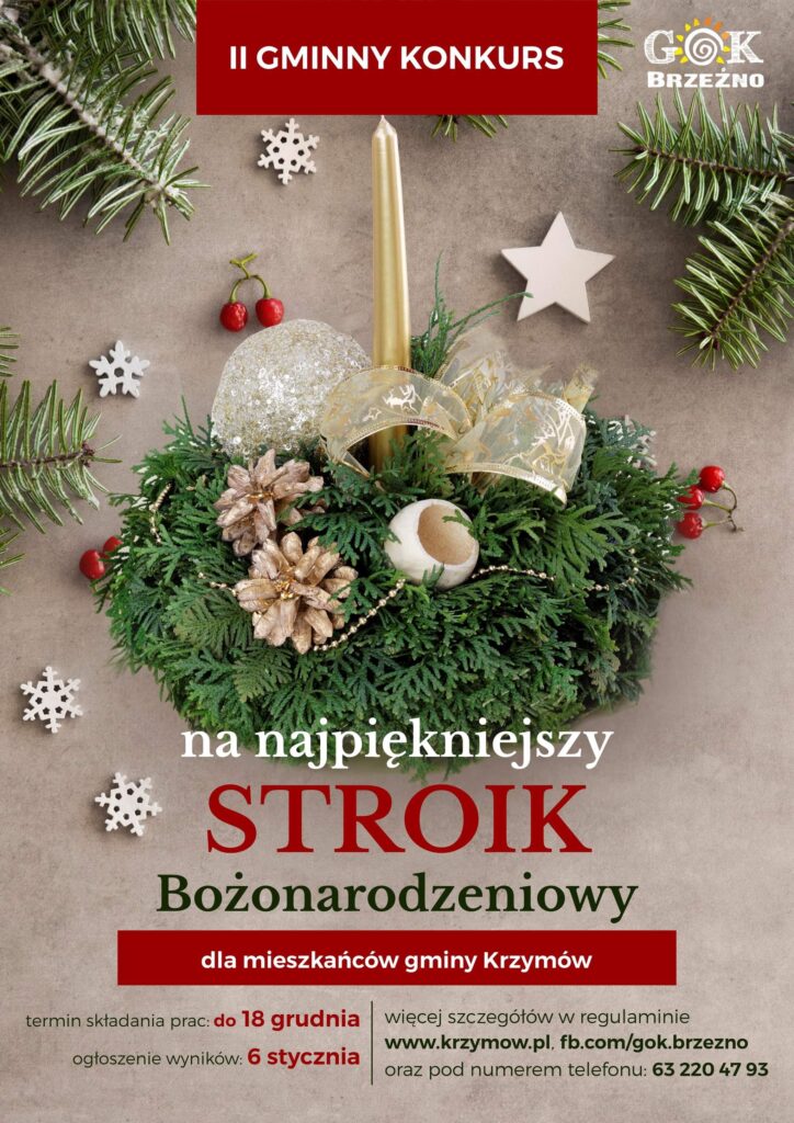 Plakat reklamujący konkurs na stroik bożonarodzeniowy