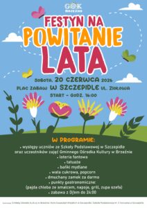 Festyn na powitanie lata w Szczepidle, 20 czerwca 2026 o 16:00. W programie występy, loteria, atrakcje i gastronomia