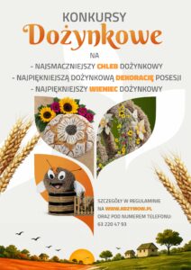 Konkursy dożynkowe na chleb, dekorację posesji i wieniec. Szczegóły na www.krzymow.pl oraz pod numerem 63 220 47 93