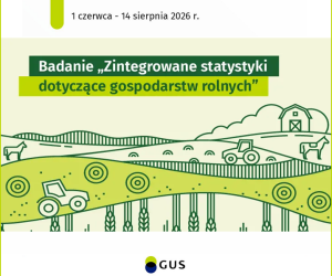 Badanie „Zintegrowane statystyki dotyczące gospodarstw rolnych”, 1 czerwca – 14 sierpnia 2026 r., GUS