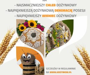 Konkursy dożynkowe na chleb, dekorację posesji i wieniec. Szczegóły na www.krzymow.pl oraz pod numerem 63 220 47 93